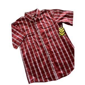 Brazos Mens Red Plaid Short Sleeve Button Down Work Shirt Medium NWT
